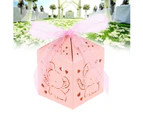 50pcs Wedding Favor Boxes Hollow Out Craft Paper Box for Gifts Candy Sweets (Pink)