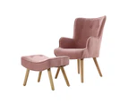 Artiss Armchair Set with Ottoman Pink Lansar