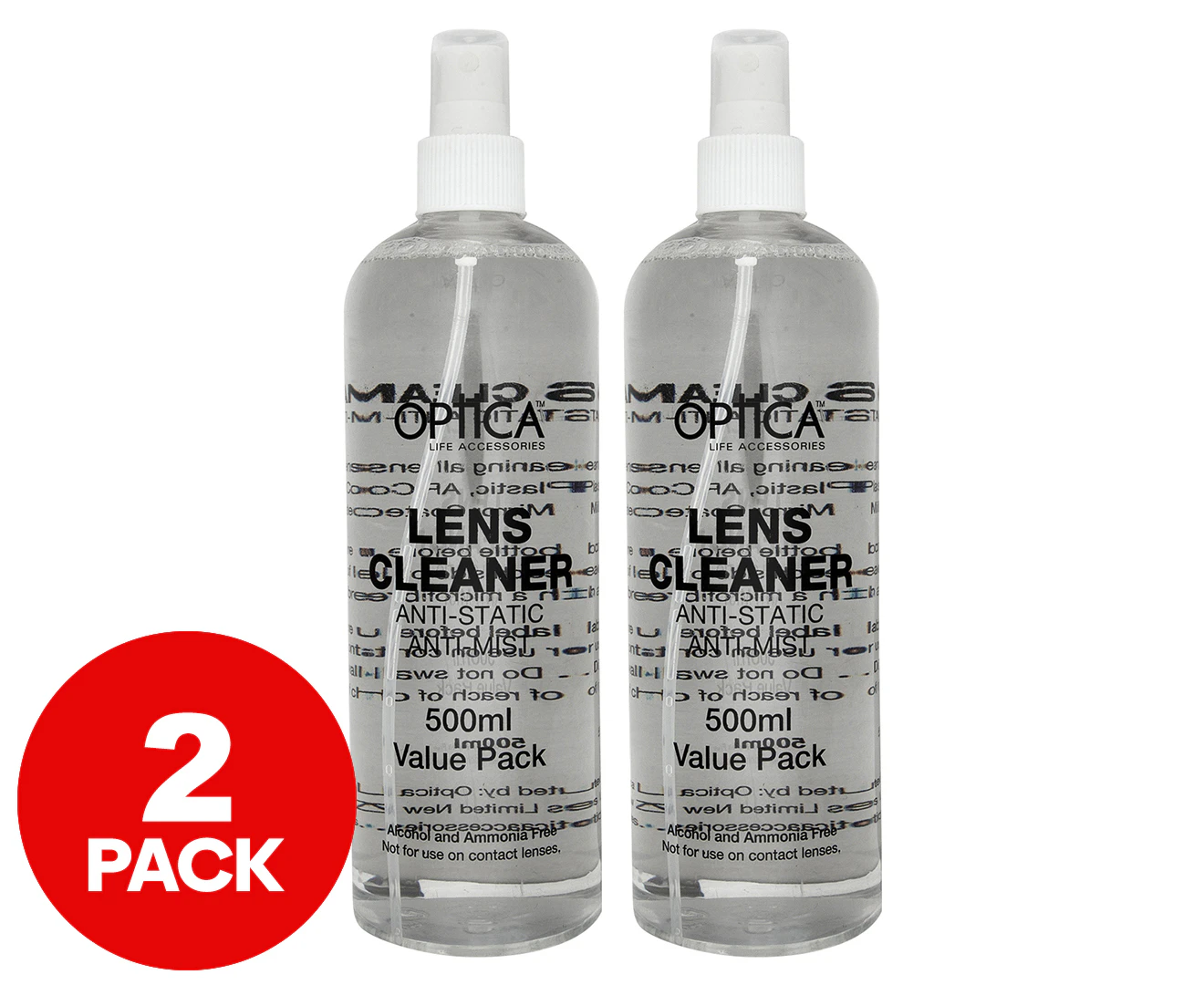 2 x Optica Lens Cleaning Solution 500mL