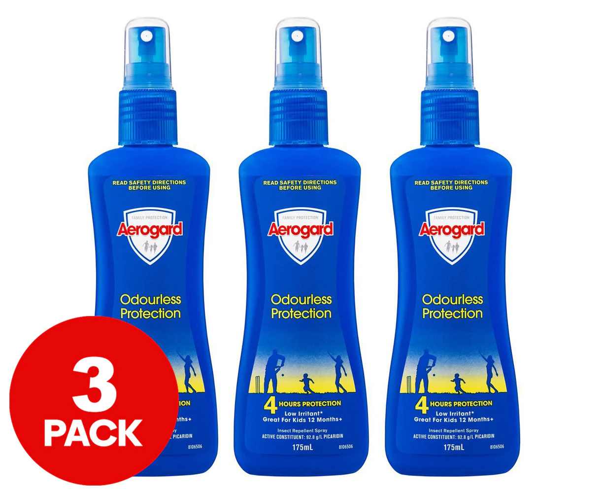 3 x 3PK Aerogard 175ml Adults/Kids Odourless Insect Repellant Roll On 4h Protection