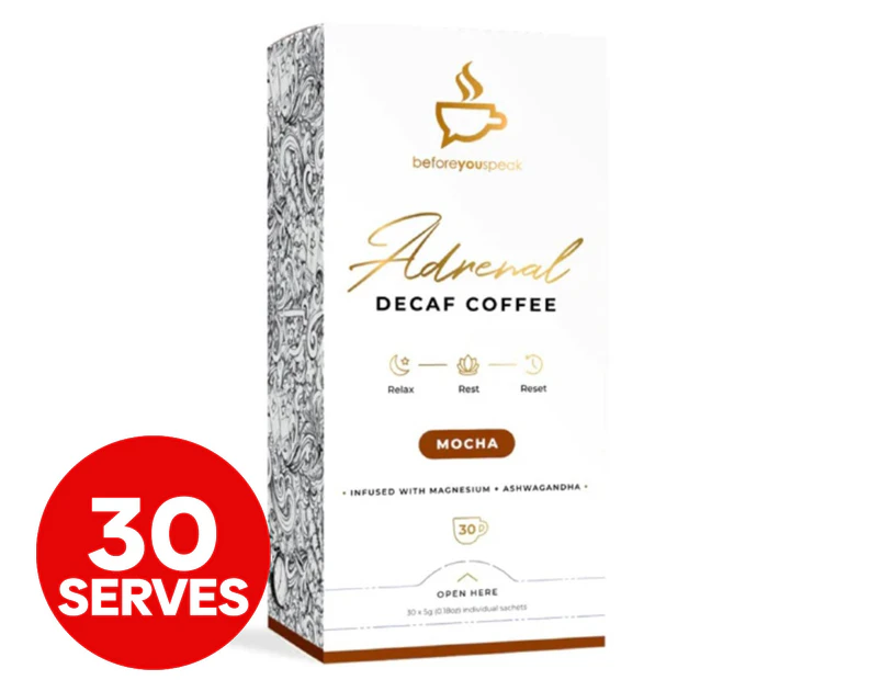 Before You Speak Adrenal Decaf Coffee 30 Serves - Mocha