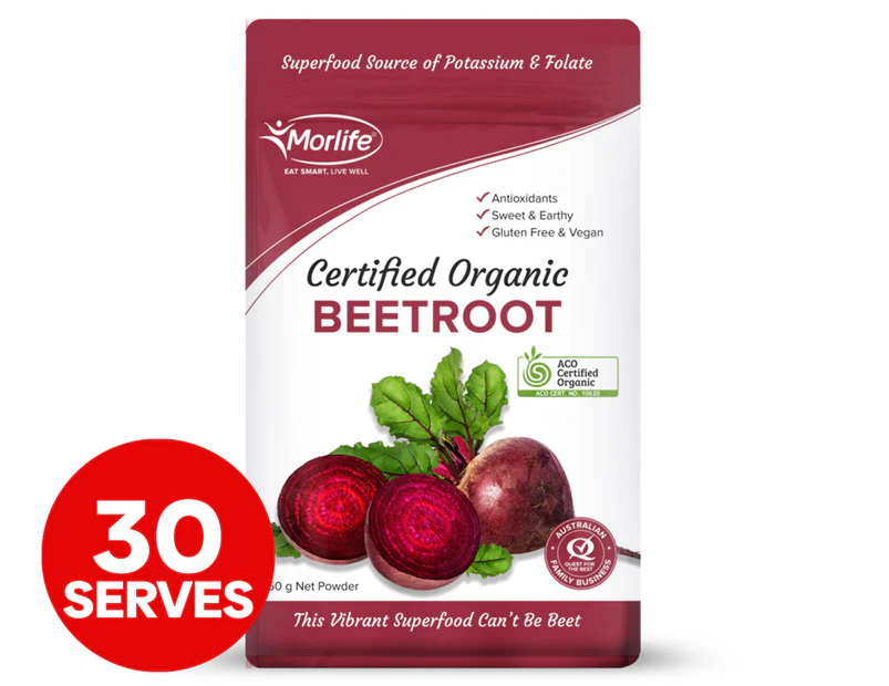 Morlife Certified Organic Beetroot Powder 150g / 30 Serves