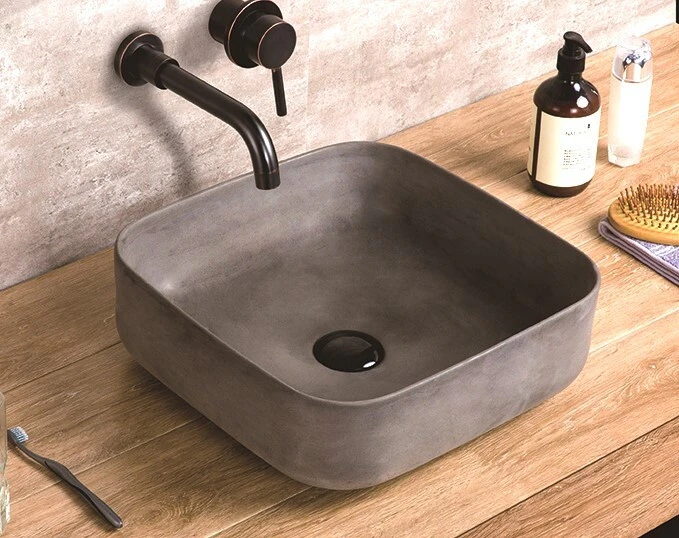 THH Above Counter Ceramic Bathroom Basin Dark Gray Art Basin 385x385x140mm