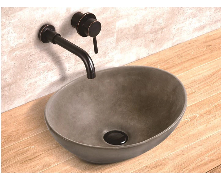 THH Above Counter Ceramic Bathroom Basin Dark Gray Art Basin 405x330x145mm