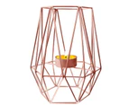 Metal Candle Holder Geometric Candle Holder Candle Lantern Home Table Decoration (Rose Gold)