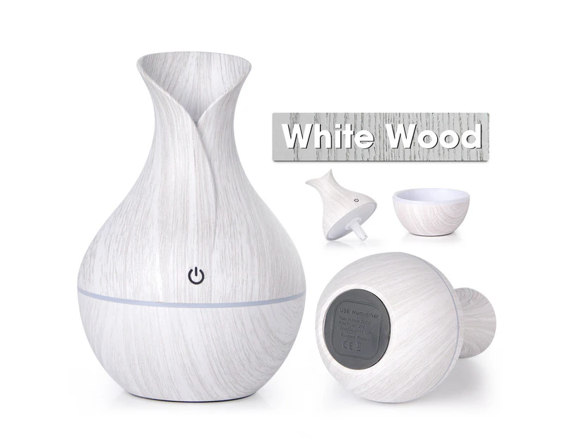LED Colour Changing Patterned Vase Diffuser  Humidifiers for Bedroom, Home & Office-White Wood
