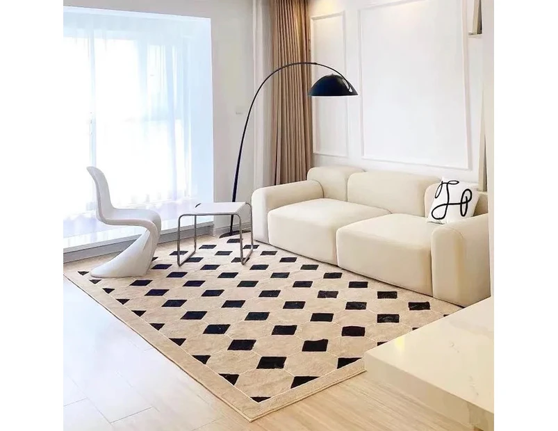 Area Rugs Soft Modern Rug Carpet Geometric Stripe Rug Non Slip Imitation Cashmere Rug for Bedroom Living Room Floor Mat
