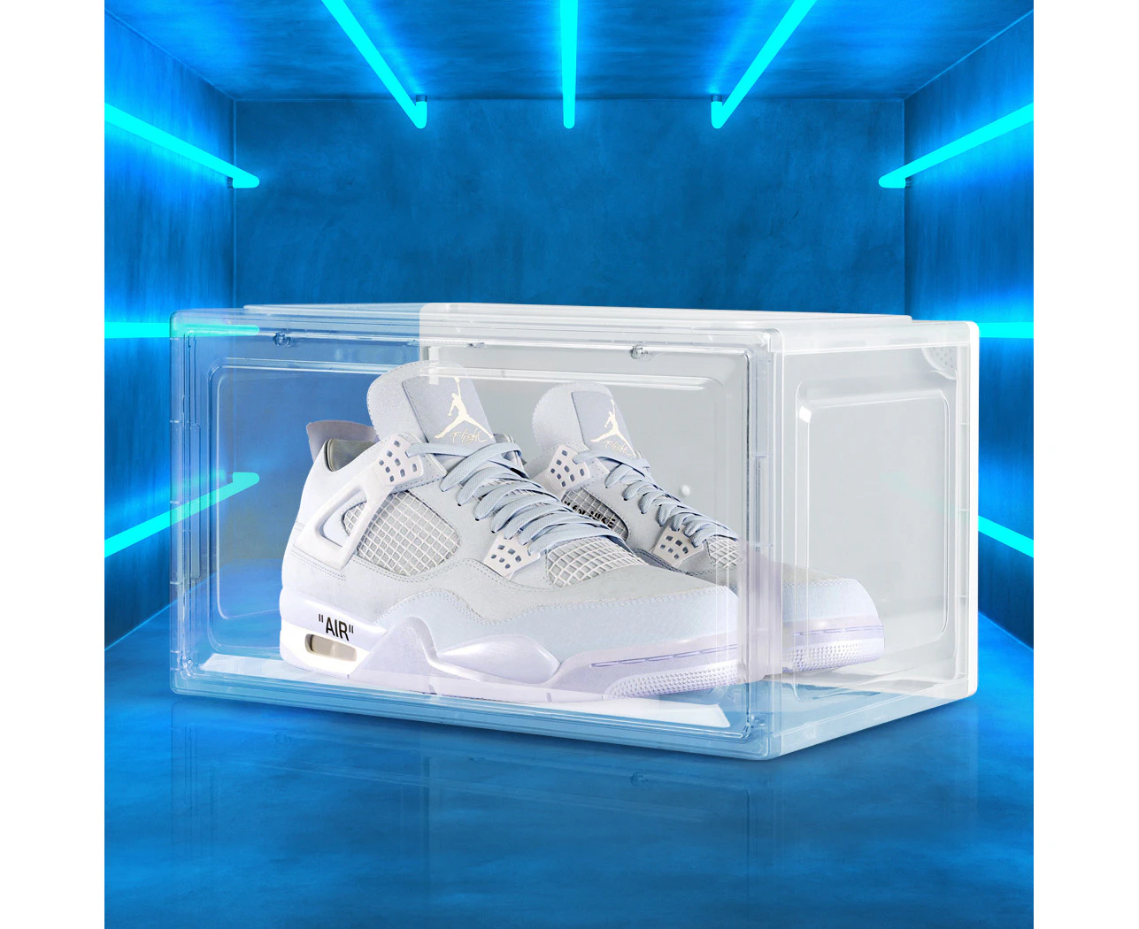 Stacked Shoe Storage Box Sneaker Display Case Cabinet Plastic Clear Magnetic