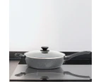 Kitchen Couture 28cm Stone Chef Non-Stick Aluminium Deep Frypan w/ Lid - Black