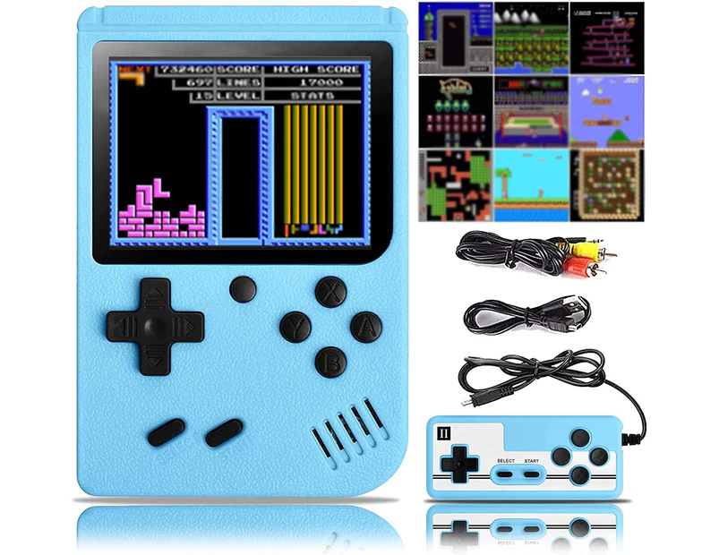 Handheld Game Console Retro Game Console with 500 Classic FC Games 3 Inch  Screen Portable Game Console Support TV Connection & 2 Players -Blue