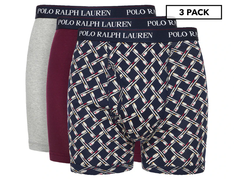 Polo Ralph Lauren Men's Classic Fit Boxer Briefs 3-Pack - Navy/Wine/Heather