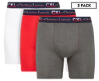 CXL by Christian Lacroix Men's Cotton Stretch Boxer Briefs 3-Pack - Red/Charcoal/White