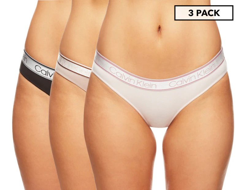 Calvin Klein Women's Chromatic Bikini Briefs 3-Pack - Black/Cedar/Nymphs Thigh