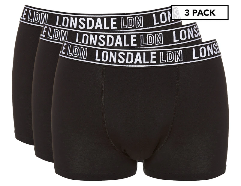 Lonsdale Men's Cotton Lifestyle Trunks 3-Pack - Black