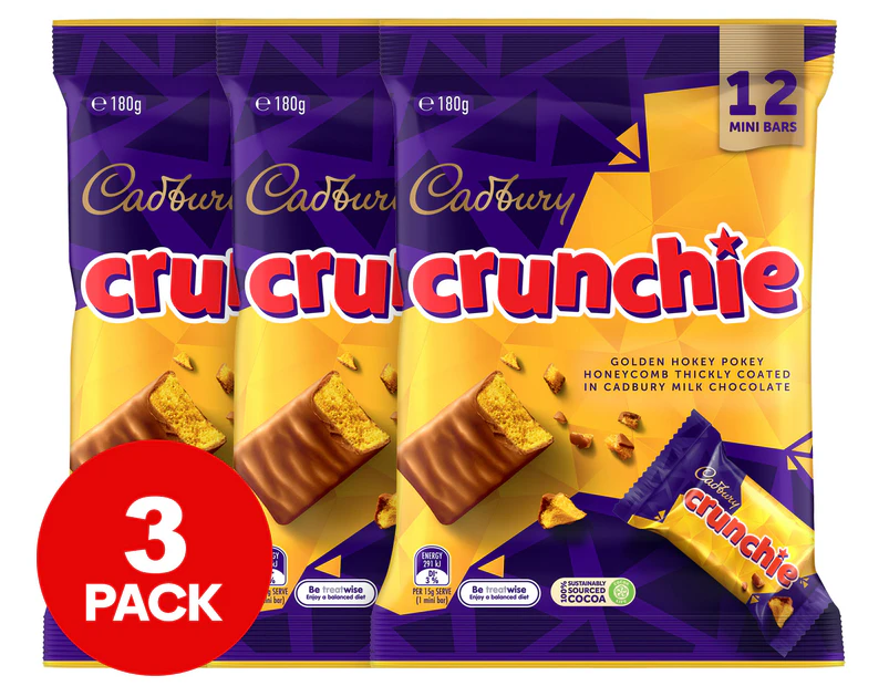 3 x Cadbury Crunchie Sharepack 180g