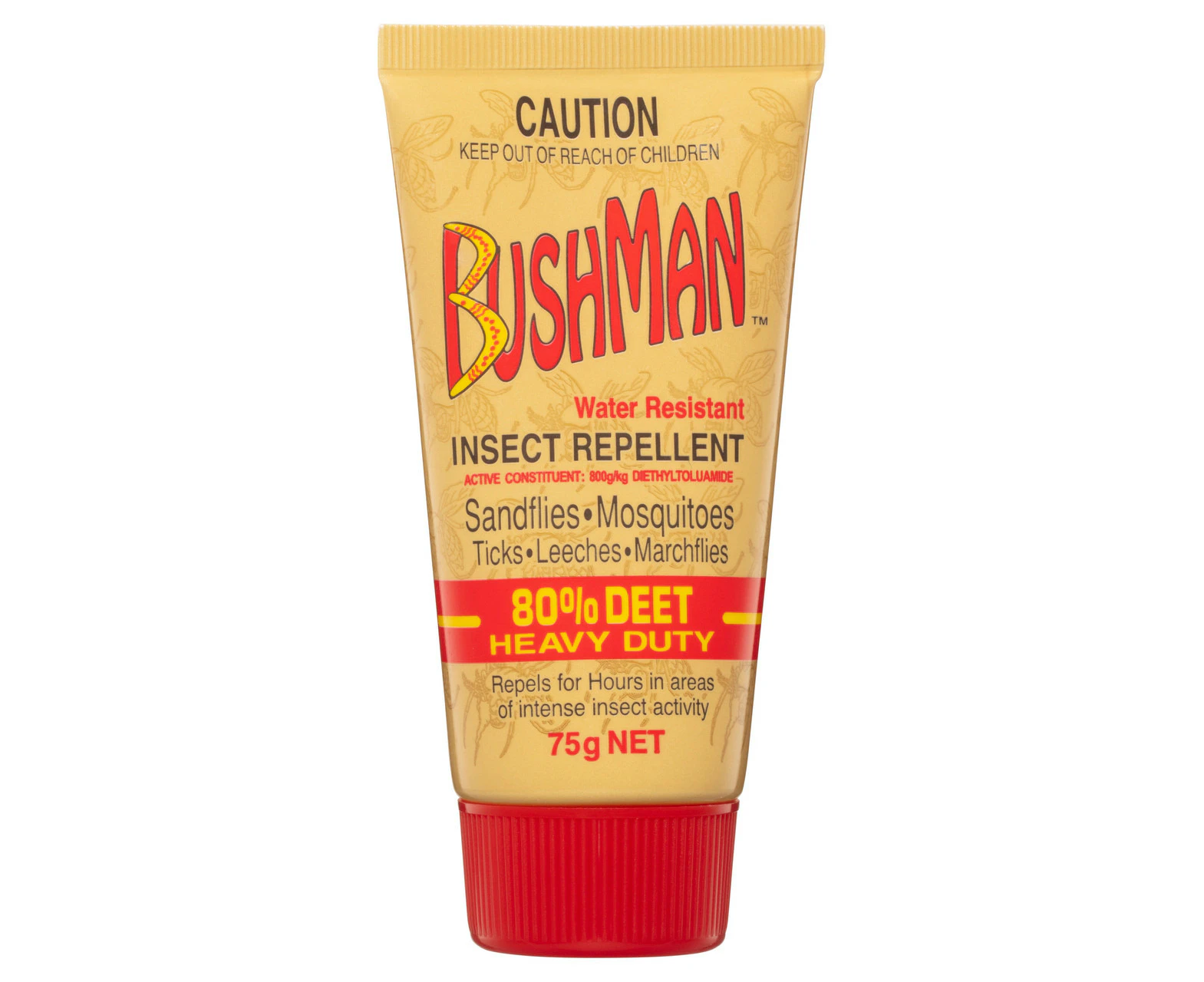 Bushman Water Resist Insect Repellent 80% DEET Heavy Duty 75g