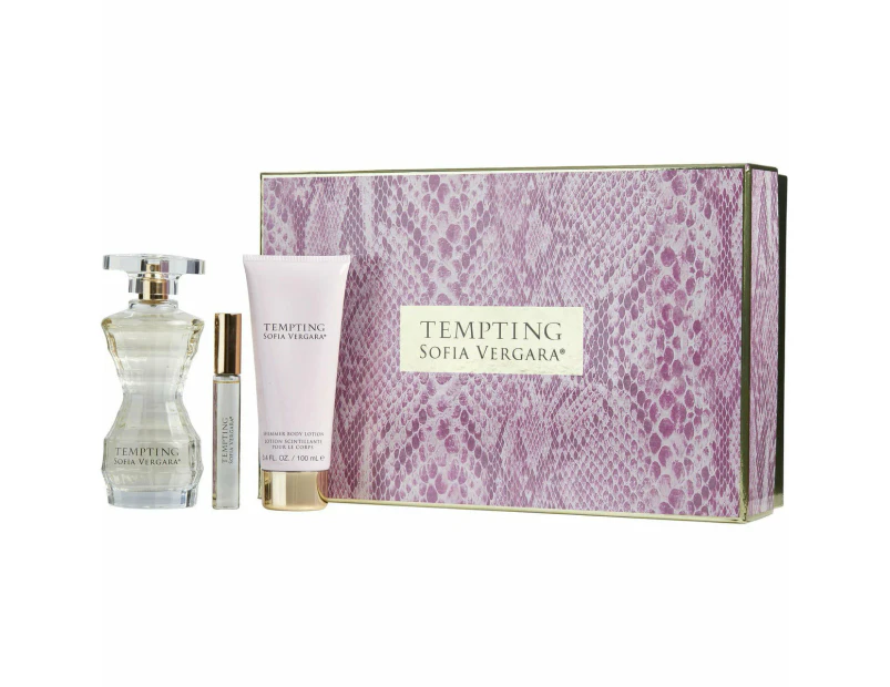 Sofia Vergara Tempting By Sofia Vergara EDP Spray 100ml/3.4oz & Shimmer Body Lotion 100ml/3.4oz & EDP Rollerball 10ml/0.33oz