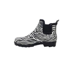 Jellies Molly Ladies Gumboots Ankle boot Elastic Panel Water Resistant Durable  Chunky Sole - Zebra Print
