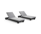 Santorini Outdoor Aluminium Pool Sun Lounge Set - Outdoor Sun Lounges - Charcoal