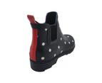 Jellies Molly Ladies Gumboots Ankle boot Elastic Panel Water Resistant Durable  Chunky Sole - Navy Spot