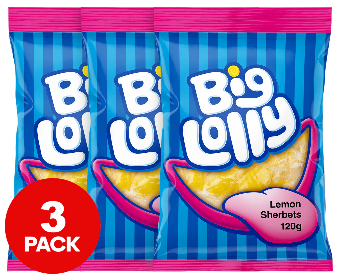 3 x Big Lolly Lemon Sherbets 120g