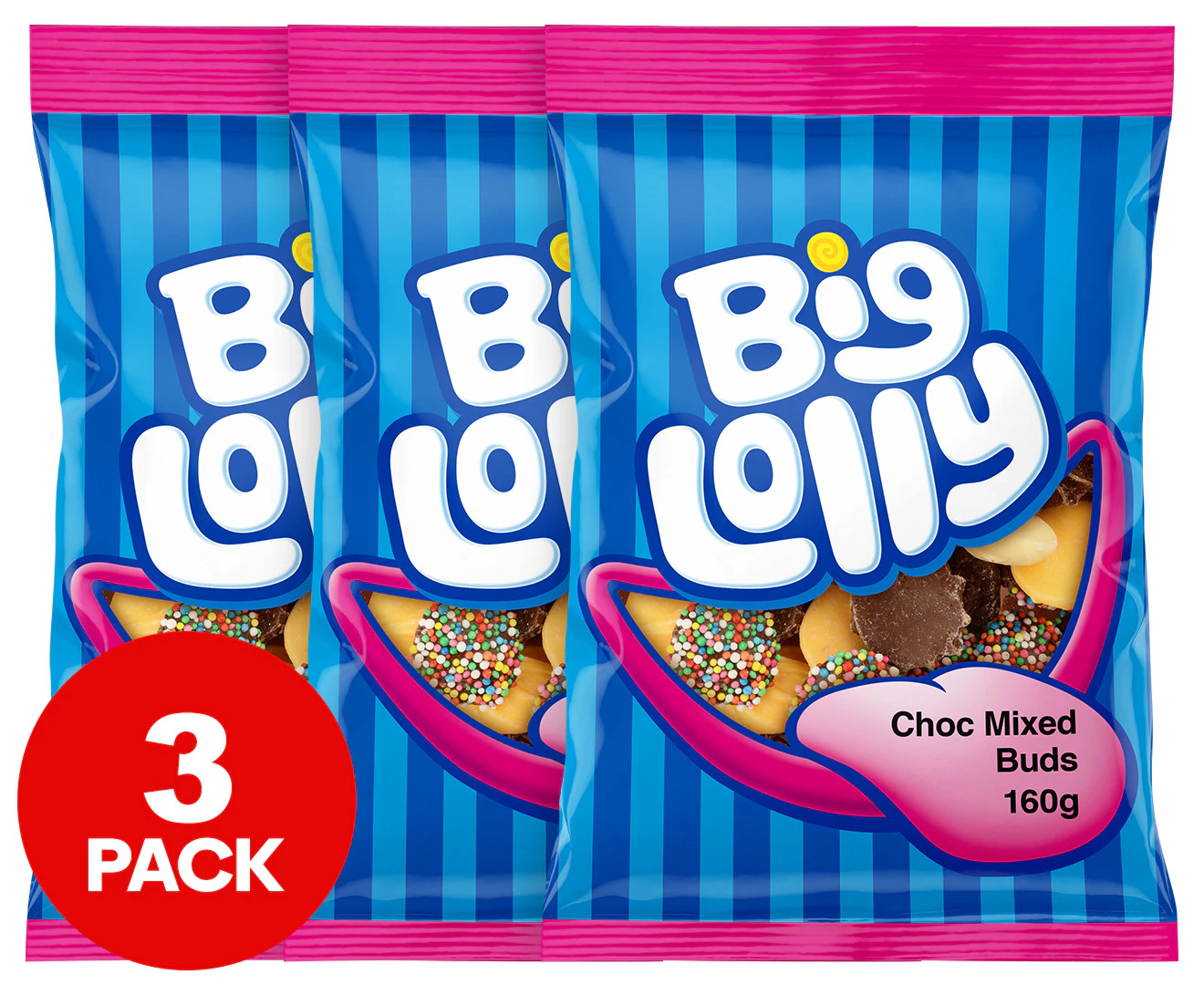 3 x Big Lolly Mixed Choc Buds 160g