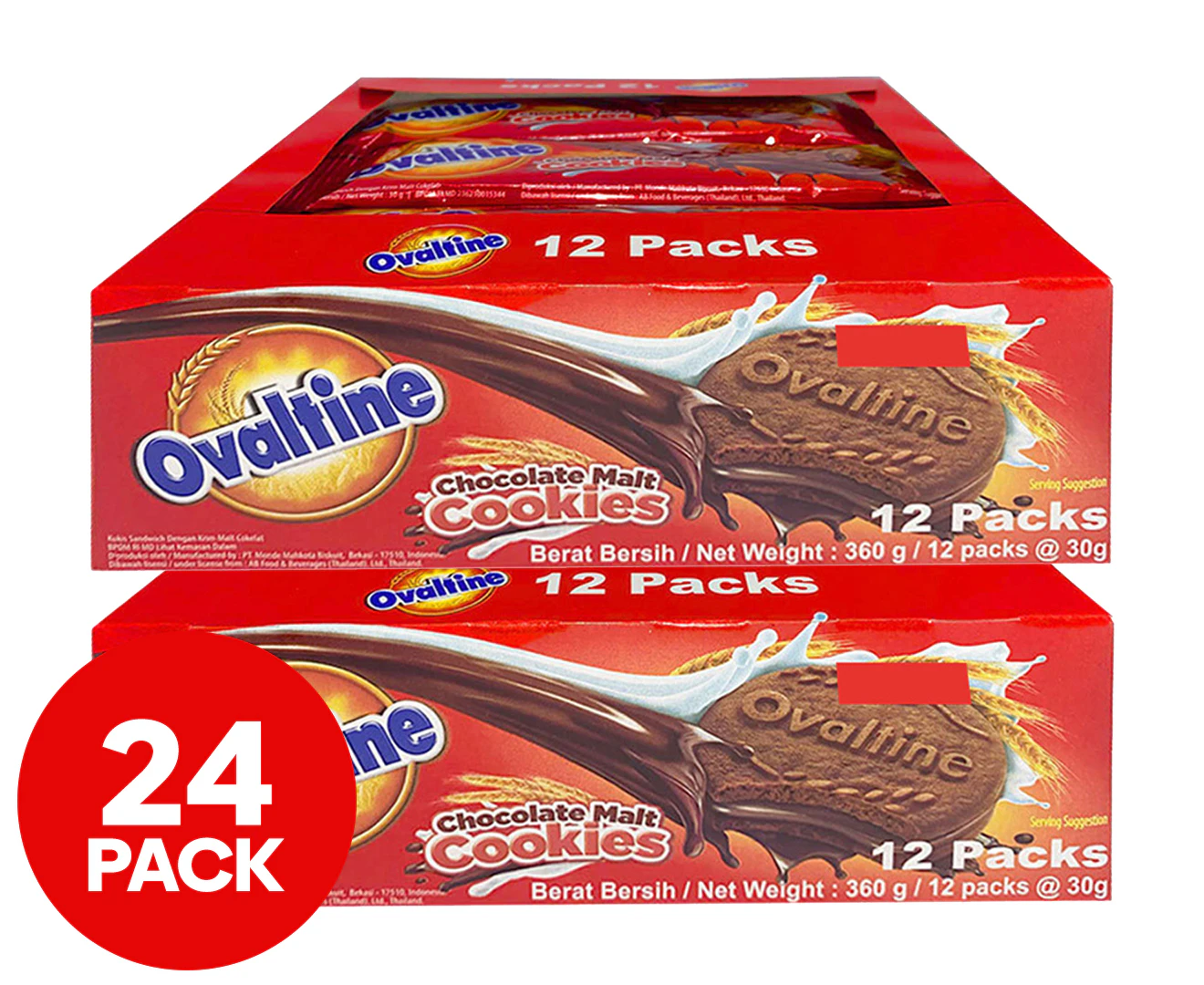 2 x 12pk Ovaltine Cookies Chocolate Malt 360g