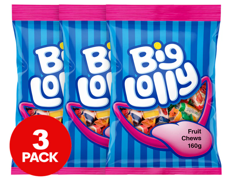 3 x Big Lolly Fruit Chews 160g