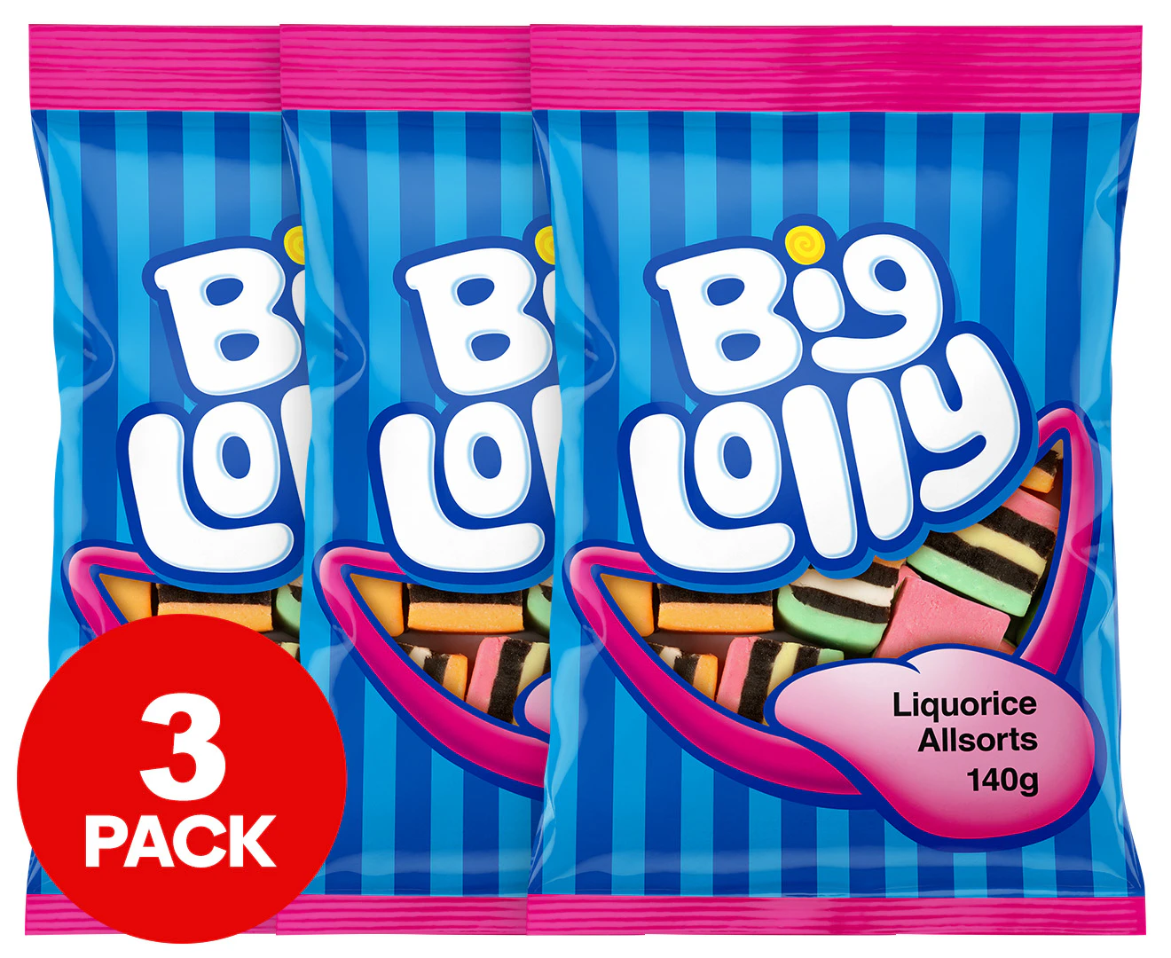 3 x Big Lolly Licorice Allsorts 140g