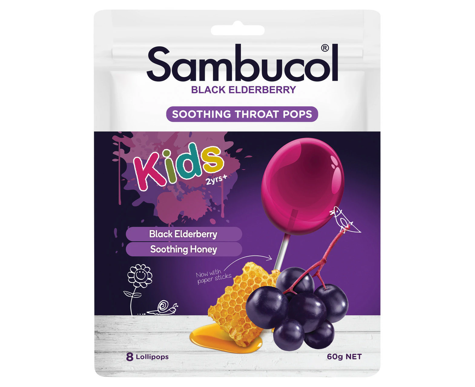 Sambucol Black Elderberry Soothing Throat Pops 8s