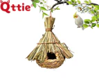Qttie Bird Nest Breeding Box Grass Weave Canary Finch Budgie House-Teepee