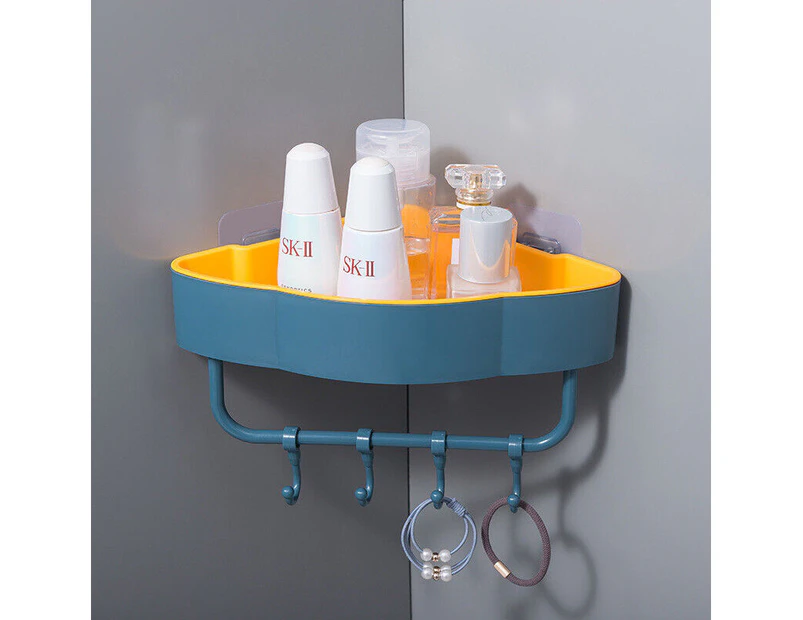 （Dark blue）Bathroom Corner Shelf Organiser Storage Shower Soap Shampoo Holder Rack