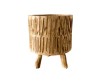 Rayell Timber Wood Round Flower Pot/Planter Tokoriki Natural Medium 22x25cm