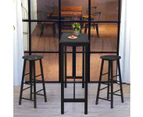 Costway 3PC High Bar Table Stools Set, Modern Dining Table and Chairs, Pub Cafe Kitchen Home Furniture, Black