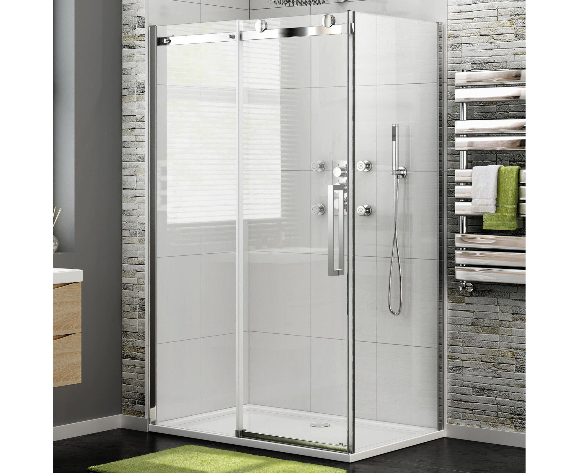 ELEGANT Frameless Adjustable Sliding Shower Enclosure 1200x800x1950mm