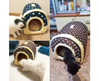 Dog Bed Foldable Pet Cat House Kennel Large Size Pink Dot Pattern