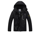 GEERTOP Mens Skiing Snowboarding Jackets Fleece Hood Mountain Snow Coat-Black