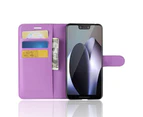 For Google Pixel 3 XL Leather Wallet Case Purple Lychee Cover,Stand,Card Slots
