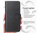 For iPhone XR Case iCoverLover Black Genuine Leather Wallet Folio Case