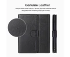 For iPhone XR Case iCoverLover Black Genuine Leather Wallet Folio Case