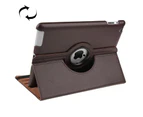 For iPad 2/3/4 Case,Smart Function Rotatable Shielding Leather Cover,Brown