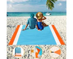 GEERTOP Beach Blanket Large Outdoor Nylon Picnic Mat Sandproof Waterproof-LightBlue White Orange