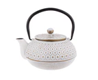 Teaology Cast Iron Teapot 600ml Beaded White Gold