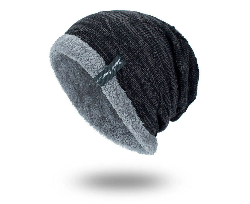 GEERTOP Men Women Winter Warm Stretchy Beanie Cap Hat Fleece Lined-Black