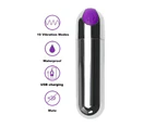 Strong Mini Bullet Vibrator Usb 10 Speed Waterproof G Spot Massager Women - Black