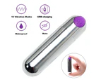 Strong Mini Bullet Vibrator Usb 10 Speed Waterproof G Spot Massager Women - Black