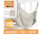 Fabric Hanging Chair 120Kg Max Load Outdoor Garden Seat - White