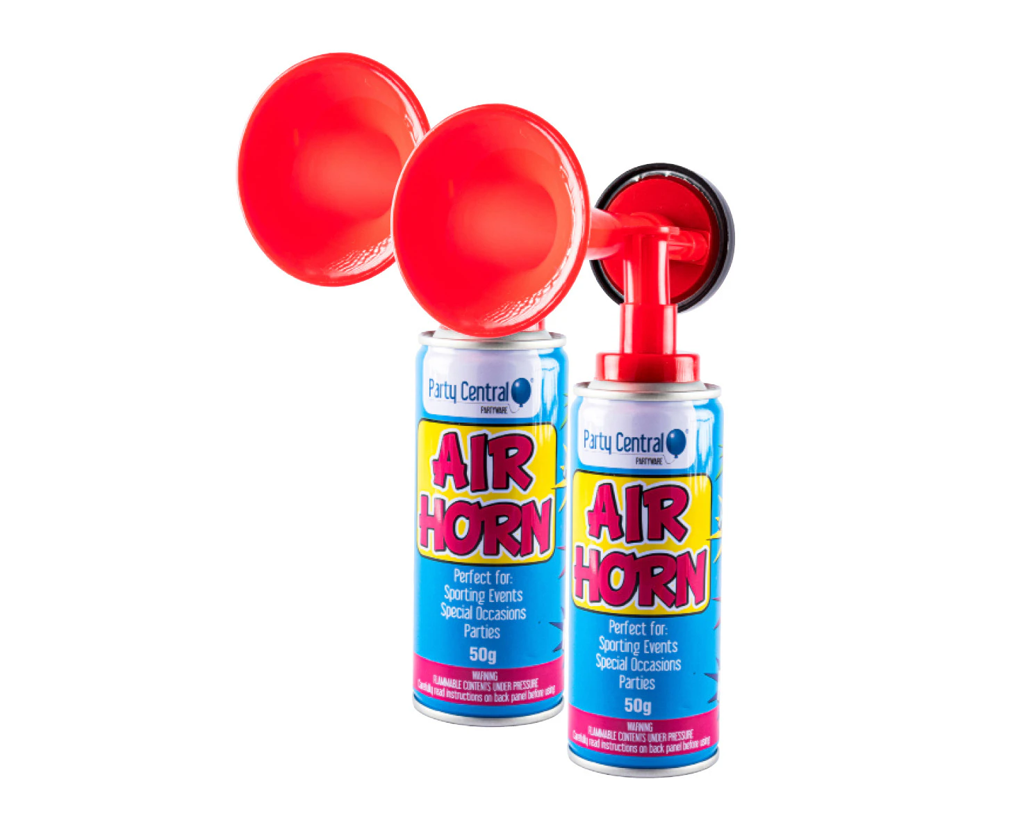 Party Central 2PCE Air Horn Sporting Events Special Occasions Parties Fun Loud 50g - Red