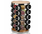 Spices Rack Organizers With 20 Glass Jars for Kitchen Cabinet Countertop