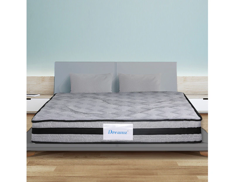 Dreamz Bedding Mattress Spring King Single Premium Bed Top Foam Medium Soft 21CM - White,Grey